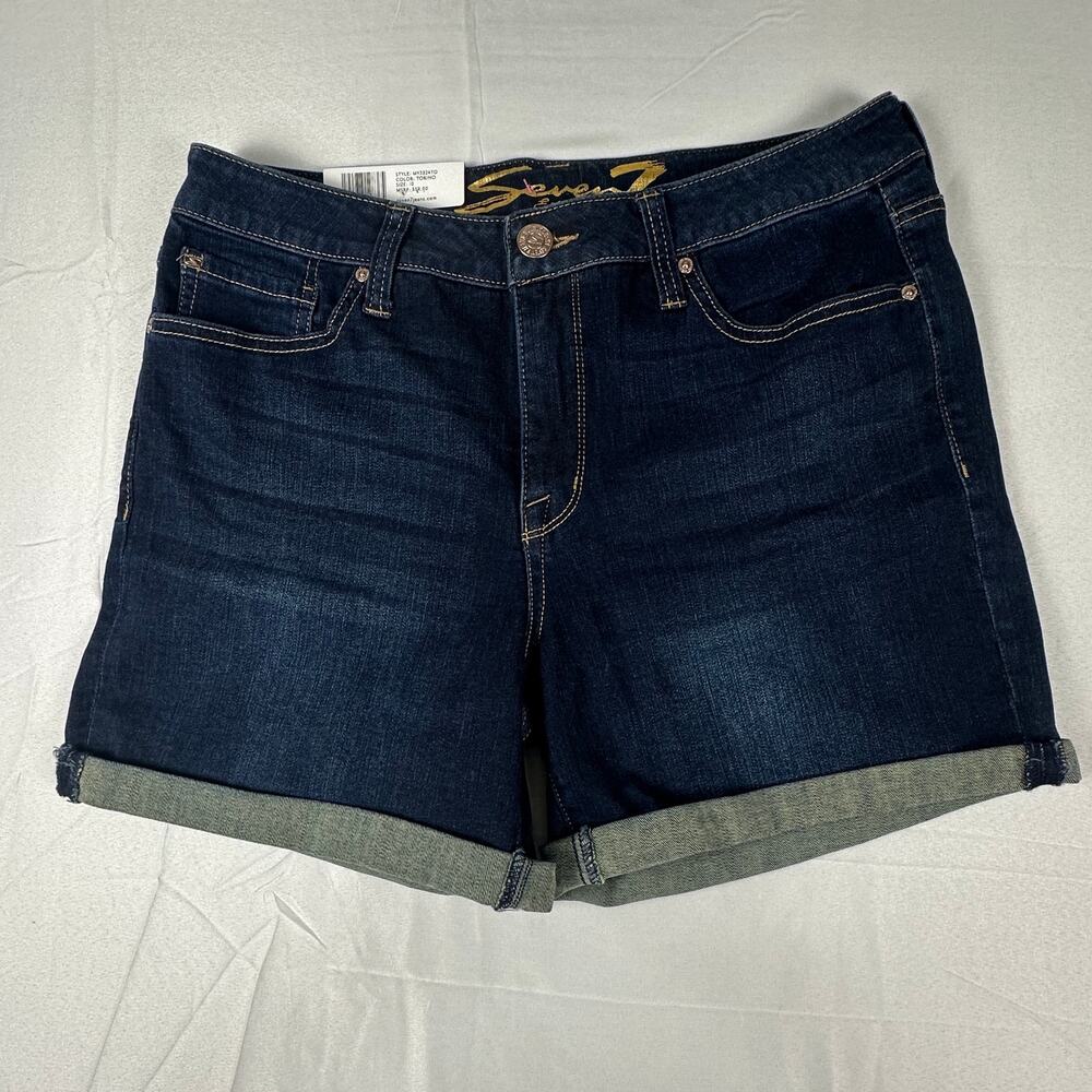 Seven7 Weekend Denim Short Size 10 Dark Wash Rolled Cuff NWT